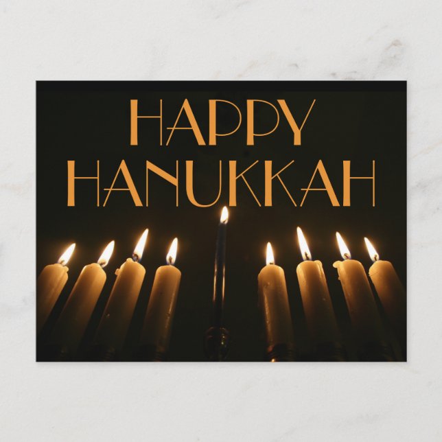 Custom Happy Hanukkah Menorah Candle Invitation Postcard (Front)