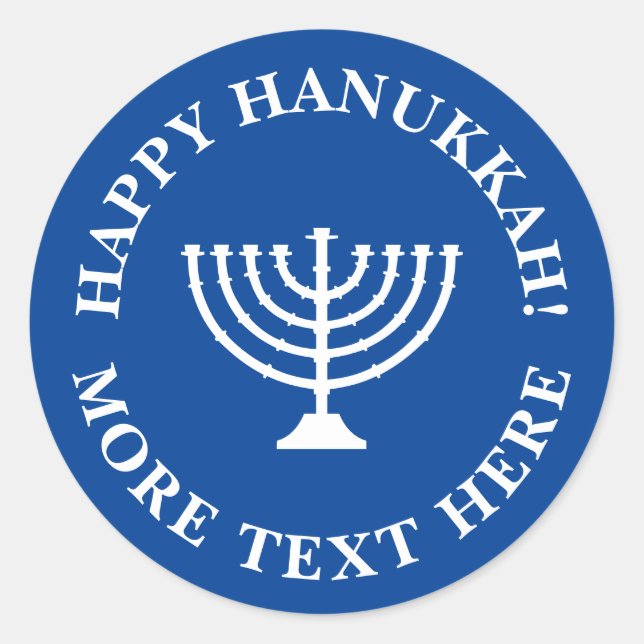Custom Happy Hanukkah stickers and envelope seals (Front)