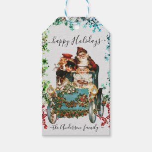 Custom Happy Holidays Chic Rustic Vintage Ephemera Gift Tags