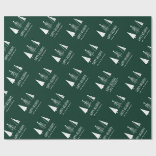 Custom Happy Holidays Green Festive Spruce Wrapping Paper
