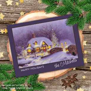 Custom Happy Holidays Winter Wonderland Watercolor Postcard