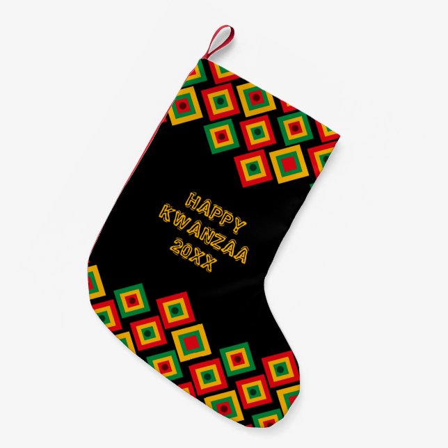 Custom HAPPY KWANZAA Small Christmas Stocking (Front (Hanging))