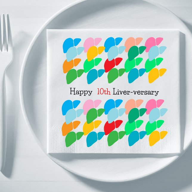 Custom Happy Liver-versary Party Napkin (Creator Uploaded)