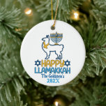 Custom Happy Llamakkah Happy Hanukkah  Ceramic Ornament<br><div class="desc">Searching for great gifts for Chrismukkah,  Christmas or Hanukkah? Check out this item and our full collection of fun,  unique personalised items for that special someone in your circle.</div>