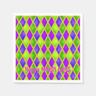 Custom Happy MARDI GRAS Diamonds Disposable Paper Napkin