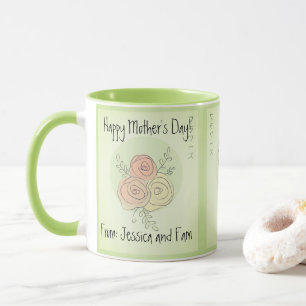 Custom Happy Mother's Day lime  art roses    Mug