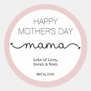 Custom Happy Mother's Day Mama Elegant Classic Round Sticker