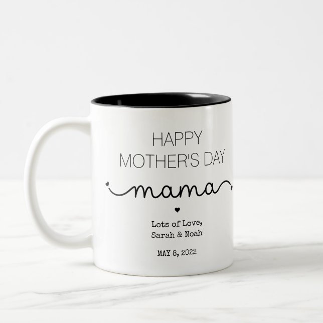 Custom Happy Mother's Day Mama Gifts Two-Tone Coffee Mug (Left)