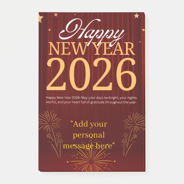 Custom Happy New Year 2026 Card  Post-it Notes (Front)