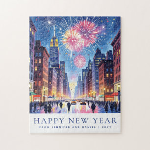 Custom Happy New Year New York City Fireworks Jigsaw Puzzle