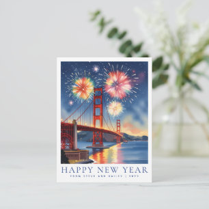 Custom Happy New Year San Francisco Fireworks Postcard