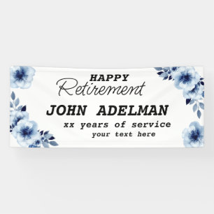 Custom Happy Retirement Blue Floral Modern Banner