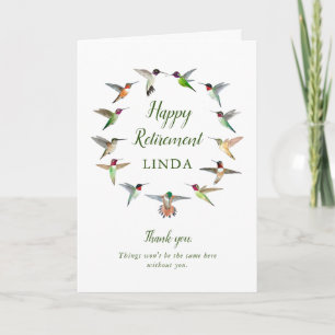 Custom Happy  Retirement Hummingbirds Card