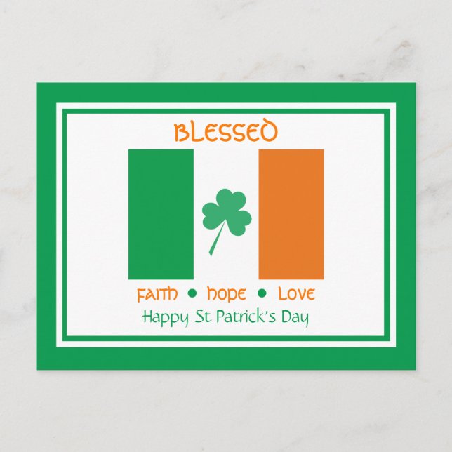 Custom HAPPY ST PATRICK'S DAY Christian Blessed Holiday Postcard (Front)