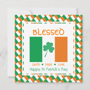 Custom HAPPY ST PATRICK'S DAY Shamrock Blessed Holiday Card