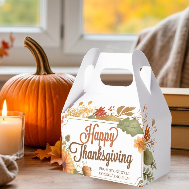 Custom Happy Thanksgiving Leaves Business Party Favour Box (Creator Uploaded)