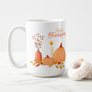 Custom Happy Thanksgiving Mug with Pumpkins