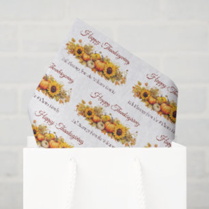Custom Happy Thanksgiving Pumpkins Sunflowers Tissue Paper