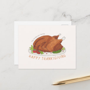 Custom Happy Thanksgiving Roasted Turkey Postcard