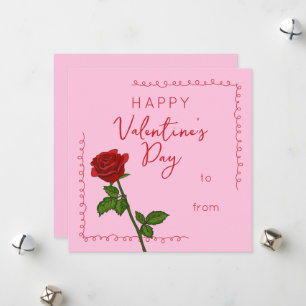 Custom Happy Valentine’s Day Rose Square Holiday Card