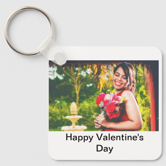 Custom Happy Valentine's Day photo  Key Ring (Front)