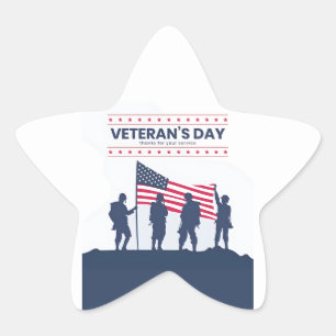 Custom Happy Veterans Day! Thank You Cards 2025 Star Sticker