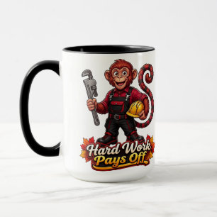 Custom Hard Work Pays Off Worker Monkey Mascot Ill Mug