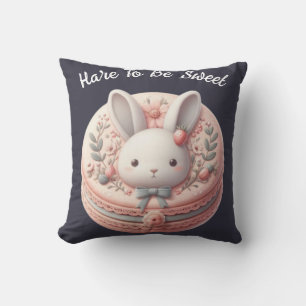 Custom Hare to Be Sweet Cute Bunny Macaron Design Cushion