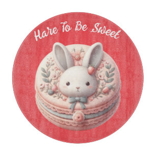 Custom Hare to Be Sweet Cute Bunny Macaron Design Cutting Board