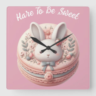 Custom Hare to Be Sweet Cute Bunny Macaron Design Square Wall Clock