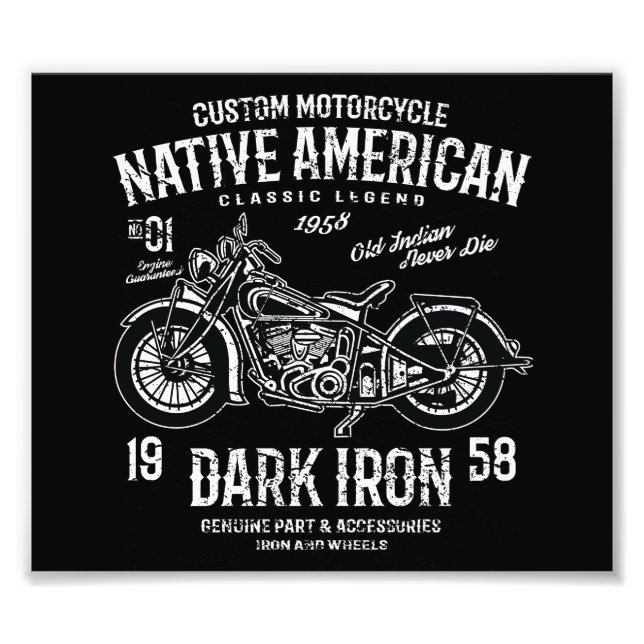 Custom Harley Indian Motorcycle  Classic Legend Photo Print (Front)