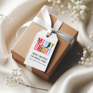 Custom Hashtag happy and bright Gift Tags