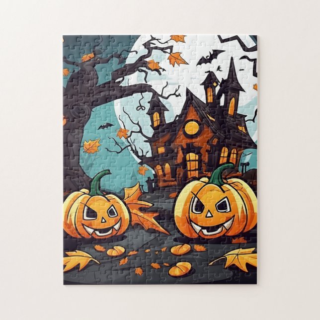 Custom Haunted House Halloween Jigsaw Puzzle (Vertical)