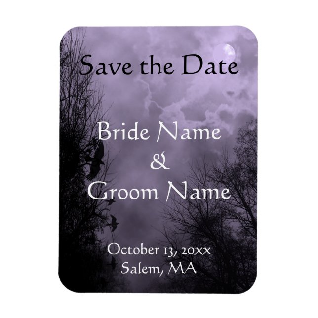 Custom Haunted Sky Purple Mist Save the Date Magnet (Vertical)