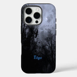 Custom Haunted Sky with Ravens Blue Mist iPhone 16 Pro Case