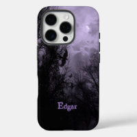 Custom Haunted Sky with Ravens Purple iPhone case