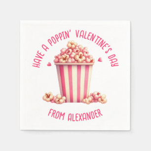 Custom Have a Popping Valentine's Day Popcorn  Napkin