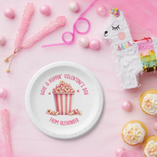 Custom Have a Popping Valentine's Day Popcorn  Paper Plate