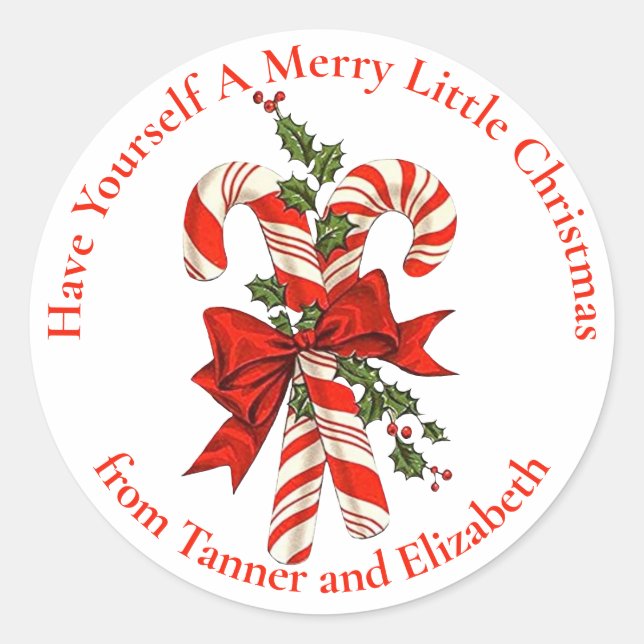 Custom Have Yourself A Merry Little Christmas Classic Round Sticker (Front)
