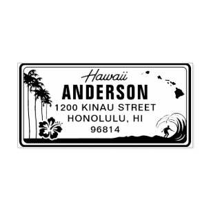 Custom Hawaii License Plate Return Address Stamp