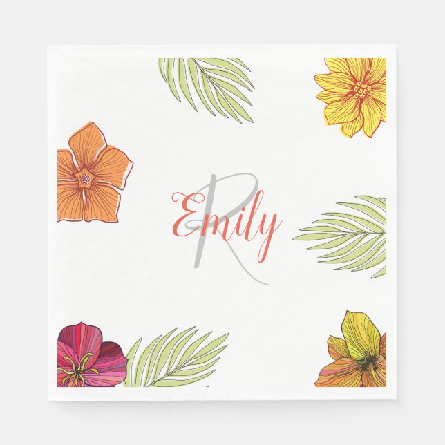 Custom Hawaiian Aloha Floral  Napkin (Front)
