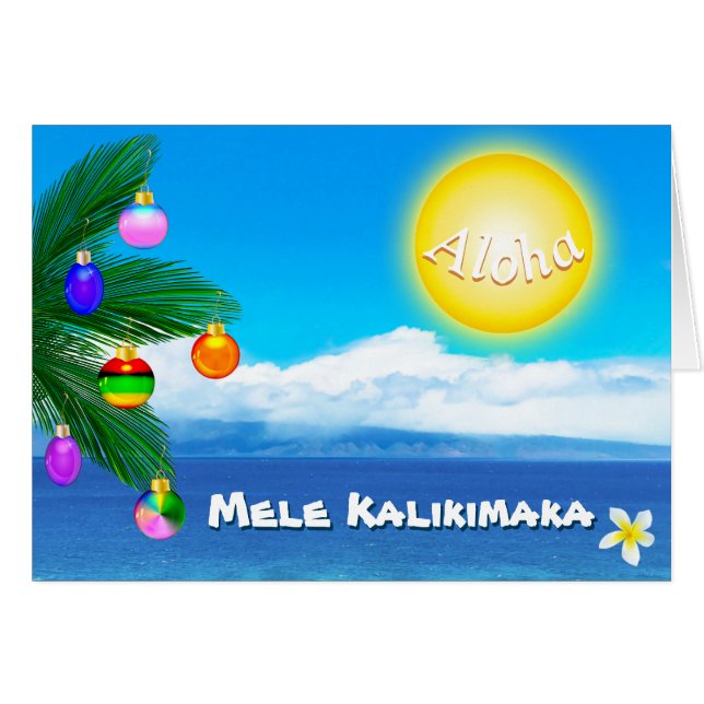 Custom Hawaiian Christmas Cards Mele Kalikimaka (Front Horizontal)