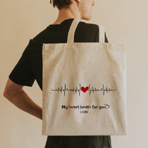 Custom Heart Beats Sign Tote Bag