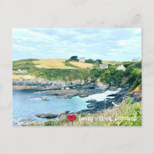 Custom Heart Bessys Cove Penzance Cornwall Photo Holiday Postcard