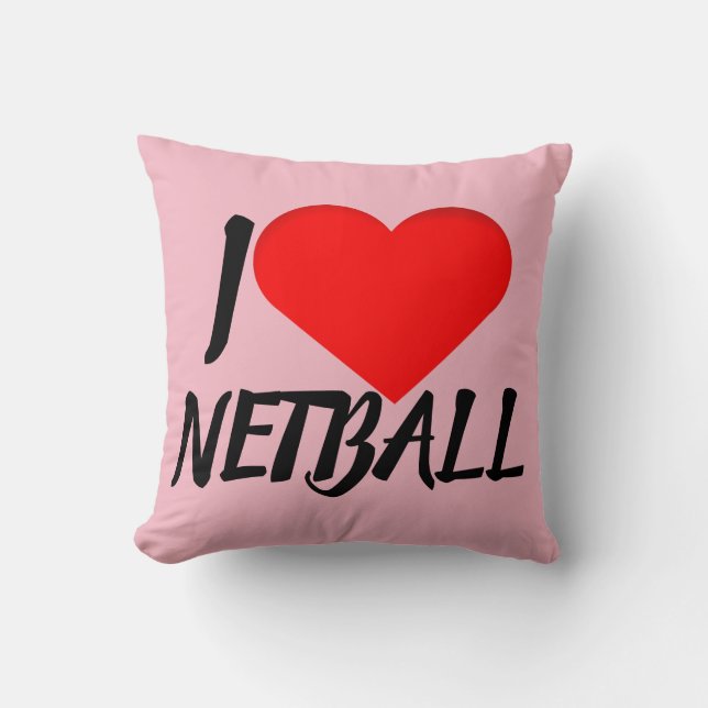 Custom Heart Design I Love Netball Cushion (Front)