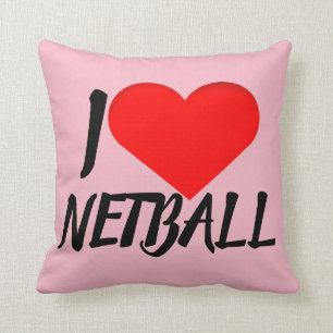 Custom Heart Design I Love Netball Cushion