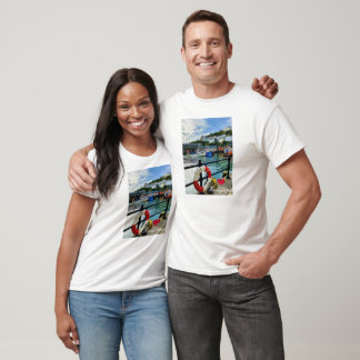 Custom Heart Mevagissey Harbor Lifebuoy Cornwall T-Shirt
