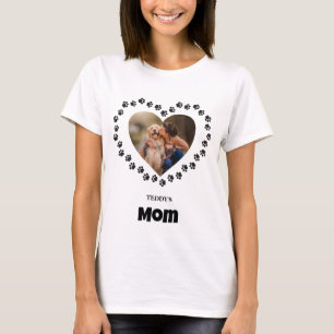 Custom Heart Pet Dog Photo Paws Dog Lover Dog Mum T-Shirt