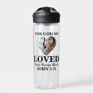 Custom heart photo Bible Verse Christian  Water Bottle