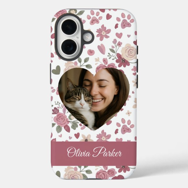 Custom Heart Photo Cat Lover Phone Case (Back)